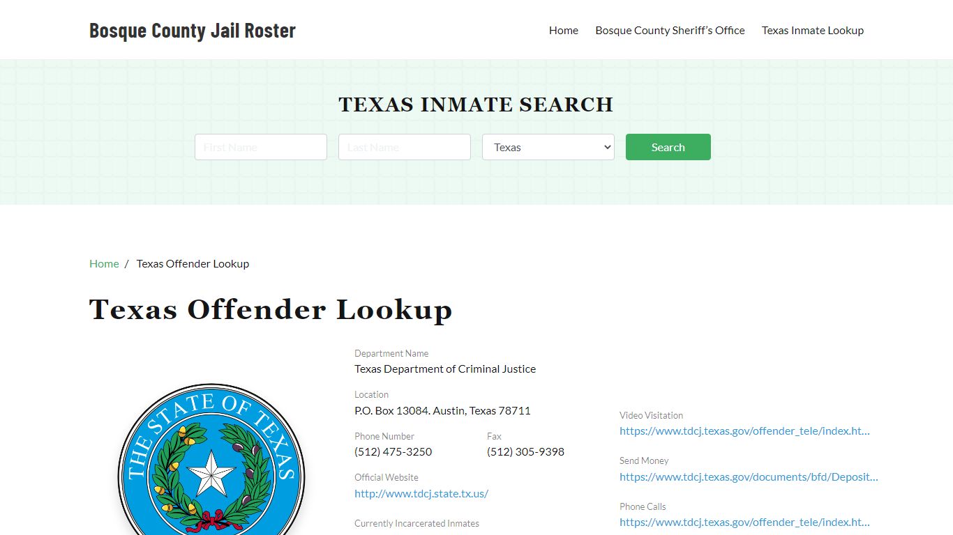 Texas Inmate Search, Jail Rosters - Bosque County Jail